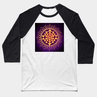 Sacred Geometry Sri Yantra Baseball T-Shirt